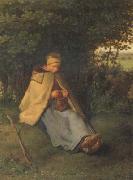 jean-francois millet Woman knitting (san19) oil on canvas
